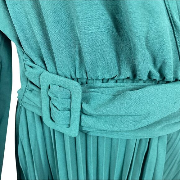S-Deer Women’s Teal Pleated Maxi Blousson Dress with Long Sleeves Size XXL - Picture 4 of 7